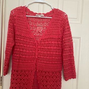 Coral cotton Liz Claiborne lightweight sweater